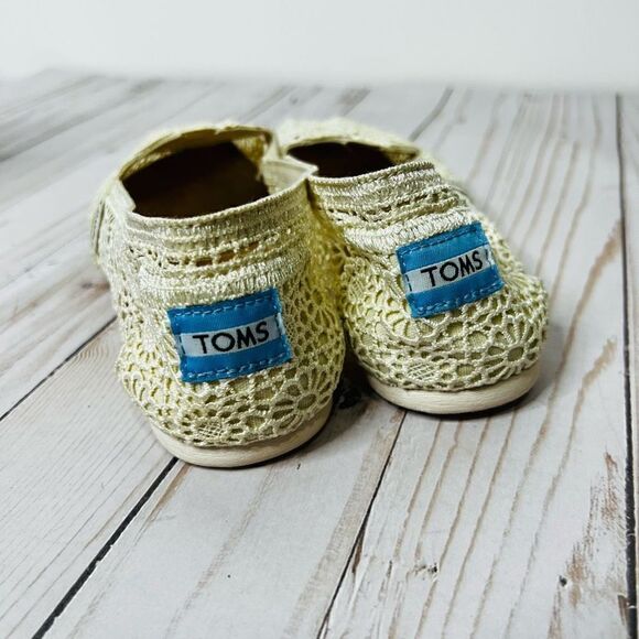 TOMS Cream Lace Flat Slip On Canvas Shoes Sz 7 - Picture 4 of 5